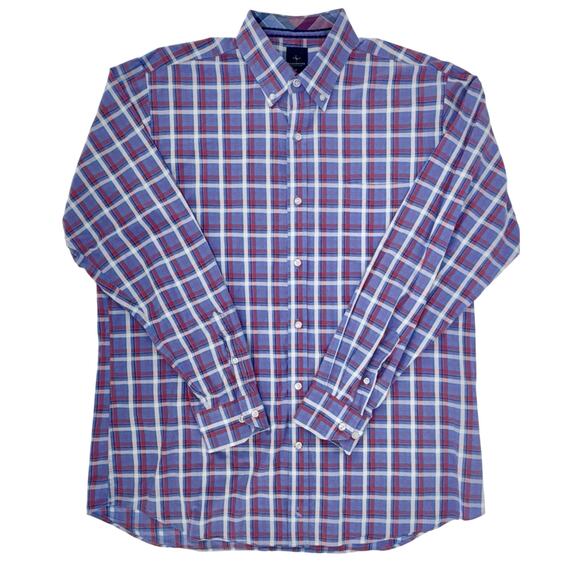 Tailorbyrd Mens Button Down Shirt Blue/Pink/White Plaid Size XL Chest Pocket EUC - Picture 2 of 9